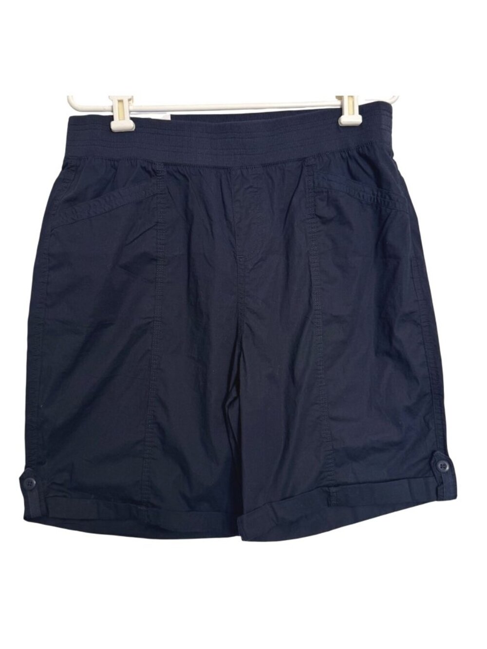 Briggs Navy Pull On Size Large Bermuda Shorts NWT Elastic Waist Pockets